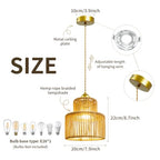 7.9″ Rattan Pendant Light Fixture Boho Woven Chandelier Ceiling Pendant Light Round Adjustable Hanging Lamp for Dining Room Kitchen Island Hallway Bedroom - color: 7.9″
