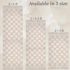 Boho Bathroom Rugs Beige Checkered Runner with Tassels, Boho Bath Mat Kitchen Runner Rug Washable, 2'x4.3' Tufted Rug - color: Checkered Cream, size: Medium(2'x4.3')