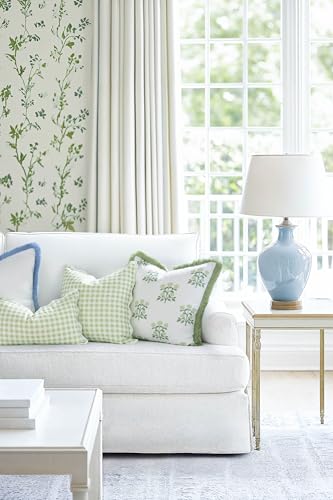 Hofdeco Premium Grandmillennial Coastal Hampton Patio Indoor Outdoor Throw Pillow Cover Only, 20"x20" Water Repellent for Backyard, Couch, Poolside, Grass Green Print Hydrangea Flowers - color: Grass Green Hydrangea Flowers 20"x20"