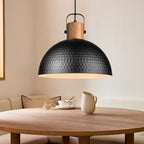 ELYONA 2 Pack Large Ash Wood Hammered Pendant Light Fixtures 16 Inch Metal Dome Ceiling Hanging Lamp, Industrial Kitchen Island Pendant Lighting for Farmhouse, Dining Room,Living Room, Black - color: Black - 2 Pack