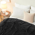 NEWCOSPLAY Super Soft Throw Blanket Black Premium Silky Flannel Fleece 3D Clouds Stylish Jacquard Lightweight Bed Blanket All Season Use 350GSM (Black, Throw(50"x60")) - color: Black, size: Throw(50"x60")