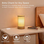 LUSHARBOR Bamboo Table Lamp, Small Boho Rattan Lamp Decorative with Dimmable Light, Woven Bedside Lamp for Bedroom, Cozy Nightstand Desk Lamps for Cafe/Entryway/Tabletop/Shelf Decor - style: USB-STRIP