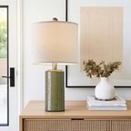 G-SAFAVA 20.25" Small Table Lamps Set of 2 Modern Ceramic Lamps for Living Room Farmhouse Bedside Lamps Boho Lamps for Night Stands Green Bedroom Lamps Side Table Lamps End Table Lamps - color: Green