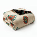Sacred Thread Aztec Blanket Fleece, Reversible Native American Blanket, Western Throw, Native American Western (Cream Flannel) (Throw (40”x60”)) - color: Cream Flannel, size: Throw (40”x60”)