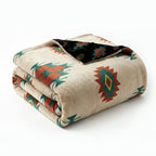 Sacred Thread Aztec Blanket Fleece, Reversible Native American Blanket, Western Throw, Native American Western (Cream Flannel) (Throw (40”x60”)) - color: Cream Flannel, size: Throw (40”x60”)