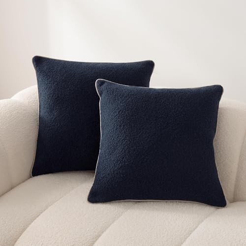 Amazon Basics Boucle Throw Pillow Covers for Couch, Living Room, Home Decor with Hidden Zipper, Blue, 26×26in, Pack of 2 - color: Blue, size: 26" x 26" (Pack of 2)