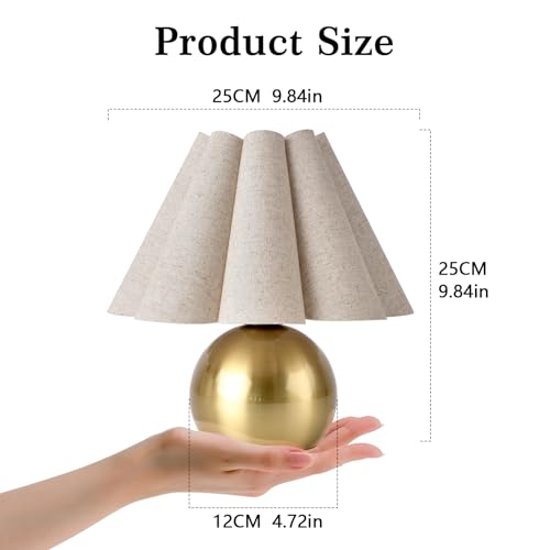 Gold Small Touch Control Table Lamp for Bedroom, Brass Gold Bedside Lamps for Nightstand, Cute Mini Small Table Lamps for Small Spaces with Scalloped Shade for Kitchen Counter, Bookshelf, Living Room - color: Gold, size: Touch Control