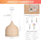Arturesthome 1 Light Rattan Woven Pendant Light 13.78in Handmade Ceiling Lighting Fixture Chandelier Hanging Lamp Lampshade for Kitchen Island Dining Room Hallway Foyer