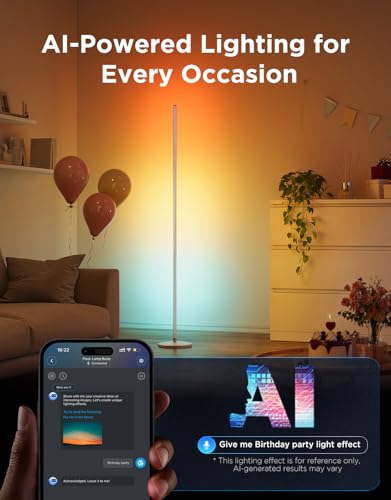 Govee RGBIC Floor Lamp, LED Corner Lamp Works with Alexa, Smart Modern Floor Lamp with Music Sync and 16 Million DIY Colors, Color Changing Standing Lamp for Bedroom Living Room Silver - color: Silver