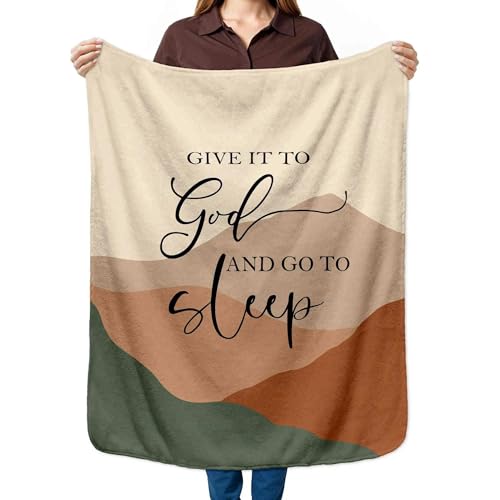 HIWX Boho Christian Blanket, Give It to God and Go to Sleep Bible Verse Abstract Mountain Throw Blanket for Home Bedroom Living Room Couch Bed Decor, Christian Gifts for Women, 30x40 Inches - color: Sleep, size: 30“L x 40”W