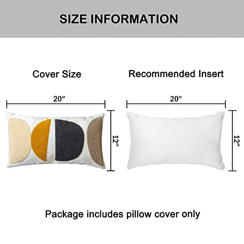 Boho Lumbar Decorative Pillow Cover, Abstract Geo Throw Pillowcase for Retro Mid Century Accent Decor, Modern Rectangle Textured Home Bed Couch Sofa Cushion Sham 12x20, 1PCS(Black Mustard) - size: 20" x 12" (Pack of 1)