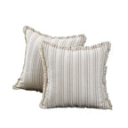 Set of 2 Striped Throw Pillow Covers 18x18 Inch, Boho Linen Blend Pillow Cases with Tassel Fringe, Black White Stripe Decorative Covers with Hidden Back Zipper for Couch Farmhouse Home Decor