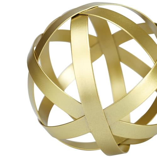 Gold Decor for Living Room Bedroom Bookshelf Coffee Table, Modern Style Figurine Decorative Ornaments Home Decor for Shelves (4.5" Modern Decorative Ball)