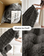 Ultra Soft Cozy Faux Fur Throw Blanket-Fuzzy Plush Thick Bubble Blanket, Fluffy Blanket for Couch, Sofa, Bedroom, and Living Room, 50x60 Inches, Dark Grey Taupe - color: Bubble Dark Grey, size: Throw