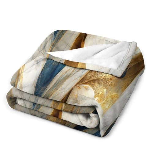 Abstract Marble Blanket, Modern Luxury Baroque Golden Blue White Stone Veins Pattern Soft Warm Cozy Plush Flannel Covers for Livingroom Bedroom Couch Chair Camping Travel Home Decor Tapestry 30x40in - color: Abstract-4, size: 30W" x 40L"