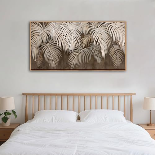Boho Wall Art - Modern Minimalist Brown Canvas Artwork,Neutral Pictures for Living Room Textured Large Wall Art for Bedroom Wall Decor Framed Paintings 20×40IN - color: Brown, size: 40"L x 20"W
