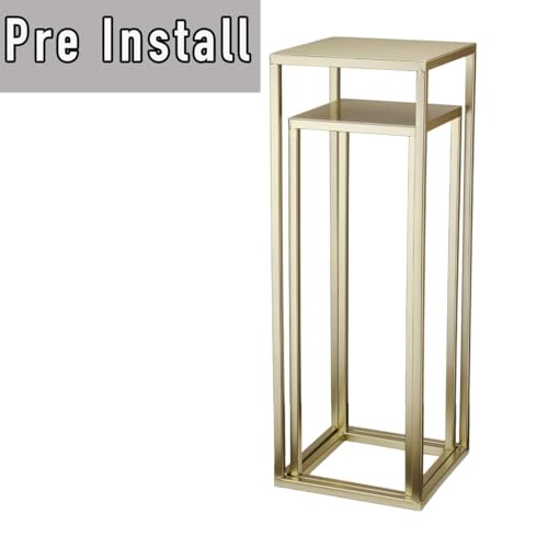Pack of 2 Pre-Assembled Gold Plant Stand Indoor, Upgraded 0.6" Stable Steel Frame Metal Pedestal, Flower Stands Drink Table for Wedding Centerpieces, Living Room, Party, Patio Garden (Gold) - color: Gold
