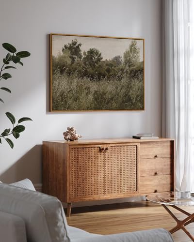 InSimSea Framed Canvas Wall Art, Countryside Field Modern Farmhouse Decor, Canvas Wall Art for Bedroom, French Country Decor, 24"x36" - color: Grassland, size: 36"L x 24"W