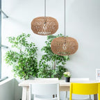 HANABASS Woven Vintage Rattan Lamp Shade 11.8 Inch Hanging Light Cover for Home Ceiling Light Bedroom Pendant Lampshade Boho Style