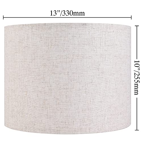 GO&SO Natural Linen Medium Drum Lamp Shades 13" Top x 13" Bottom x 10" High (Spider) Modern Beige Gray Lampshade for Table Lamps Bedside Lamps -Assembly Required - By GO&SO - color: Oatmeal Linen, size: 13*13*10 inch-1 Pack