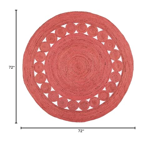 SAFAVIEH Area Rug 6' Round - Natural Fiber Collection - Rust, Handmade Jute, Boho Farmhouse Braided Design (NF364P) - color: Rust, size: 6' (Round)