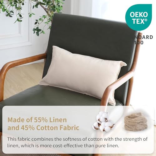 Simple&Opulence Linen Lumbar Pillow Covers 12x20 Inch Set of 2 Flax Cotton Blend Rectangular Decorative Throw Cushion Cover for Couch Sofa Bedroom Office Soft Breathable Farmhouse - Linen/Beige - color: Linen, size: 12"x20"