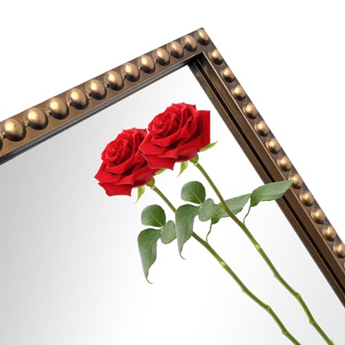 ironsmithn Gold Arched Mirror, 20"x30" Beaded Frame Arch Mirrors, Marlowe Decorative Accent Mirrors for Bathroom Fireplace Bedroom Living Room, Entryway, Antique Gold - size: 30"L x 20"W
