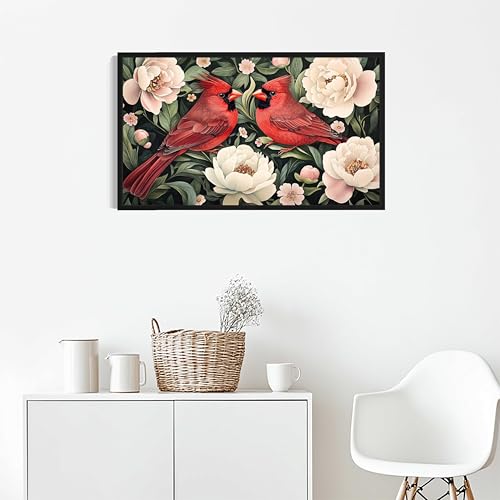Red Cardinals William Morris Wall Art Poster Prints, Vintage Flowers Tapestry, Floral Decor for Living Room, Bedroom, Office, Bathroom AA12 (Red Cardinals, 24 x 48 inches (1 Panel), Unframed) - color: Red Cardinals, size: 24 x 48 inches (1 Panel)