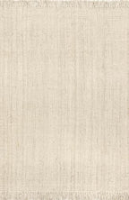 Nuloom Daniela Off-White, 6' x 9', Handmade, Jute, Tassel, Soft and Textured, High Traffic, Stain Resistant, Easy Clean, Durable Area Rug for Bedroom, Living Room, Dining Space, Foyer, Entryway - color: Off White, size: 6' x 9' (Rectangular)