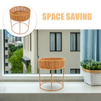 COLLBATH Plant Stand, Plant Basket Indoor, Small, Cute Planter Holder with Legs, Boho Style Flowers Display Rack Standing Floor Stool Shelf for Pot - size: 22.00X22.00X20.50CM