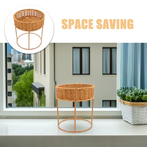 COLLBATH Plant Stand, Plant Basket Indoor, Small, Cute Planter Holder with Legs, Boho Style Flowers Display Rack Standing Floor Stool Shelf for Pot - size: 22.00X22.00X20.50CM