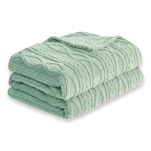 COOVA Sage Green Fleece Throw Blanket for Couch - Super Soft Cozy Plush Fuzzy Blanket for Sofa,Premium Sherpa Warm Throw for Women,Bed,Chair,50x60 Inches - color: Sage Green, size: 50“x60”