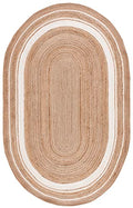 SAFAVIEH Natural Fiber Collection Area Rug - 4' x 6' Oval, Natural & Ivory, Flat Weave Farmhouse Border Jute Design, Ideal for High Traffic Areas in Living Room, Bedroom (NF812A) - size: 4' x 6' (Oval)