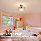 Flush Mount Ceiling Light Gold Light Fixture Set of 2 Striped Glass Shade Pink Chandelier Farmhouse Semi Flush Mount Light for Pantry Bar Cafe Hallway Entryway - color: Pink, 2 Pack