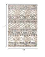 Rugshop Distressed Geometric Indoor/Outdoor Beige Area Rug Modern Tribal Stripe, Durable Stain Resistant Perfect for Patio, Backyard, Deck and Outdoor Lounge 5' x 7' - size: 5' x 7' (Rectangular)