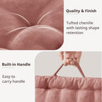 Intelligent Design Floor Pillow - Shredded Foam Filled Meditation & Yoga Cushion, Chenille Tufted, Handsewn Scalloped Edge, Oeko-TEX Certified, Azza, 24" x 24" x 5" Dusty Peach - color: Dusty Peach, size: 24"W x 24"L x 5"H