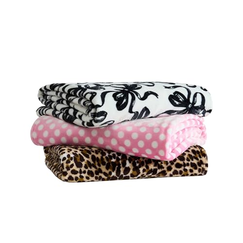Betsey Johnson - Plush Throw Blanket for Couch or Bed, Soft Reversible Western Fleece Throw, Cozy Printed Soft Blanket, Ombre Dots Pink, 50" x 70" - color: Ombre Dots Pink
