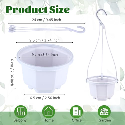Roshtia 24 Pcs Hanging Plastic Planter Pot with Hook Flower Pots Baskets Hanging Nursery Planter Holder for Outdoor Indoor Plant Garden(Ceramic White,3.7 Inch) - color: Ceramic White, size: 3.7 Inch