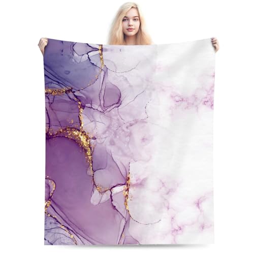 Purple Marble Print Throw Blanket for Couch Chair Sofa Bed, Flannel Soft Abstract Modern Elegant Luxury Boho Seasonal Warm Cozy Farmhouse Blanket for Bedroom Living Room Car All Season 30"x 40" - color: Marble02, size: 30X40 inch