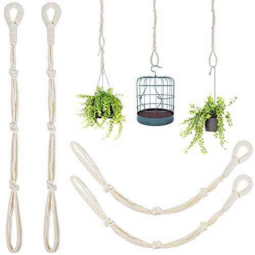 4 Pcs Hanging Plant Extender Macrame Plant Hanger Extender Large Hanging Rope for Spring Wall Holders Indoor Outdoor Home Decor