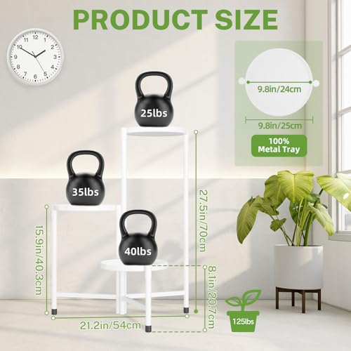 iDavosic.ly 3 Tier Large Plant Stand Indoor, 10 Inch Wide Tall Corner Metal Plant Stands Outdoor for Multiple Plants, Folding Tiered Flower Display Holder Rack Shelf, White - color: White, size: 3 Tiers