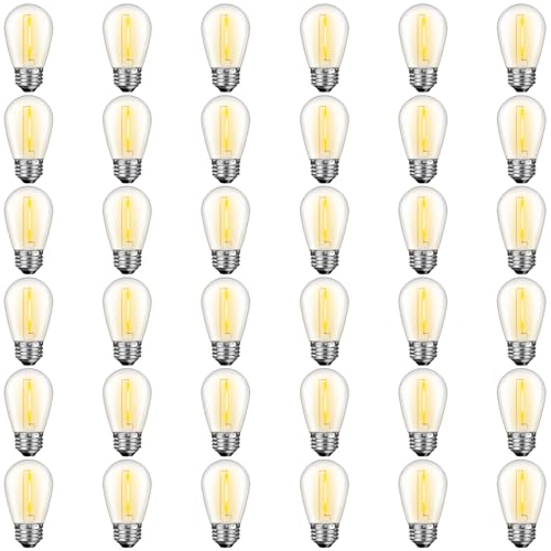 GvvooHome 36 Pack S14 LED Bulbs for Outdoor String Lights, Shatterproof Replacement Edison Bulbs for Patio String Lights Outdoor Waterproof, Warm White 2200K, Dimmable, E26 Standard Base - color: Warm, size: 36 Pack