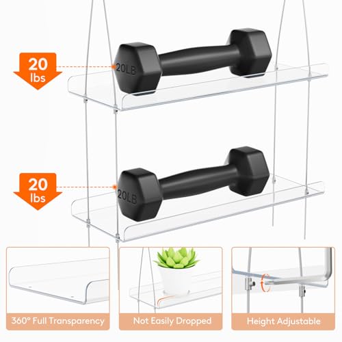Lifewit 2-Tier Window Plant Shelves 15", Acrylic Adjustable Hanging Floating Shelf, Window Sill Extender for Succulent Plants, Micro Greens, Seed Starter Pots, Herb Planters 38 x 15 cm/15x6 - size: 2-Tier