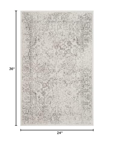 SAFAVIEH Adirondack Collection Accent Rug - 2' x 3', Ivory & Silver, Distressed Vintage Floral Design, Non-Shedding & Easy to Clean, Ideal for Front Door, Kitchen, Entryway, Foyer (ADR109C) - color: Ivory/Silver, size: 2' x 3' (Rectangular)