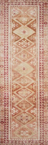 Loloi Layla Collection LAY-16 Natural/Spice 2'-3" x 3'-9" .13" Thick Accent Rug, Soft, Durable, Vintage Inspired, Distressed, Low Pile, Non-Shedding, Easy Clean, Printed, Living Room Rug - color: Natural / Spice, size: 2'3" x 3'9" (Rectangular)