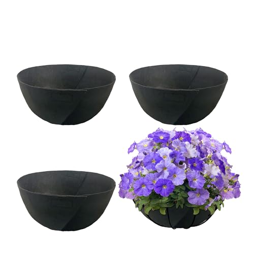 4 Pack 14 Inch Fabric Planter Basket Liner- Felt Flower Pot Liners Replacement Coco Fiber Liner for Hanging Basket Flowers Round Hanging Basket Liners Prevent Birds from Nesting - size: 4pack-14inch