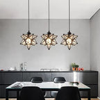 AECBUY, Clear PVC Star Ceiling Hanging Droplight Retro Style Black Metal Pendant Lamp Industrial Plug in Light to for Dining Room Living Bedroom, ddct210929B04 - color: Black-transparent