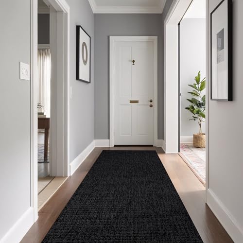 Beverly Rug Easy Jute Runner Rug 2x7 Solid Washable Durable Outdoor Indoor Area Rugs for Living Dining Room Patio Office Stain Resistant Non Shedding Casual Indoor Outside Carpet 2 x 7 Dark Gray - color: Dark Gray, size: 2' x 7' (Rectangular)