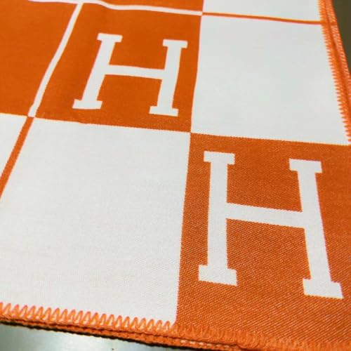 Fcteap h Blanket Soft Throw Blanket Faux Fleece Cashmere Plaid Warm Shawl Thick Knitted Plush Cozy Comfy for Women Throw Blanket for Sofa Couch Bed Queen King Size 55x66 in (Red Orange) - color: Red Orange
