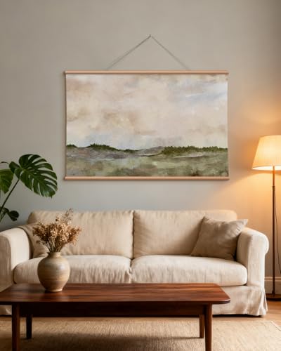 VIYYIEA Extra Large Canvas Wall Art, 36x54 Inch Minimalist Landscape Painting, Neutral Abstract Nature Wall Decor for Living Room or Bedroom, Above Sofa - color: Watercolor Meadow